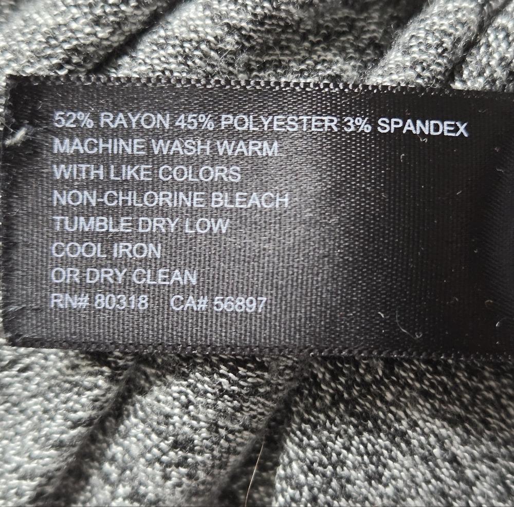 Lucky Brand Women's L Charcoal Stretchy Knit Front Tie Sporty Midi Dress - Picture 3 of 7